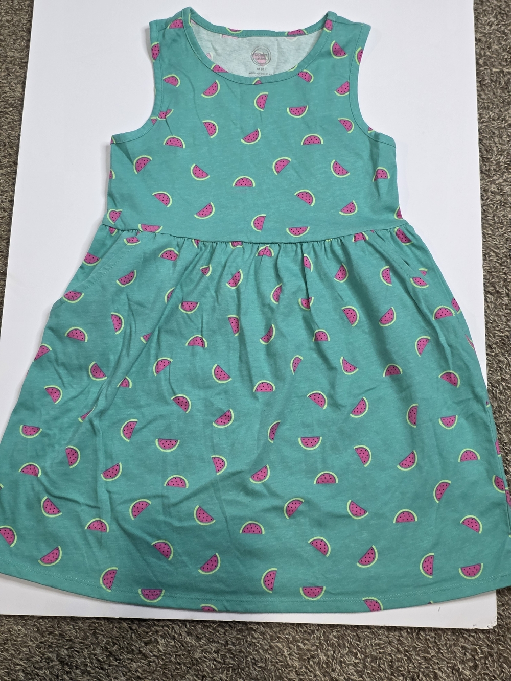 wonder nation Teal Sleeveless Dress with Pink Watermelon Print